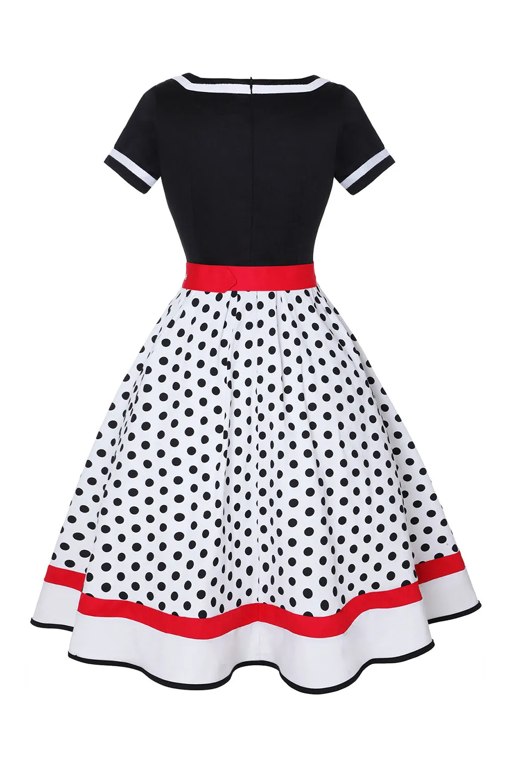 Black V-neck Polka Dots 1950s Dress sold by Zapaka product image thumbnail 4