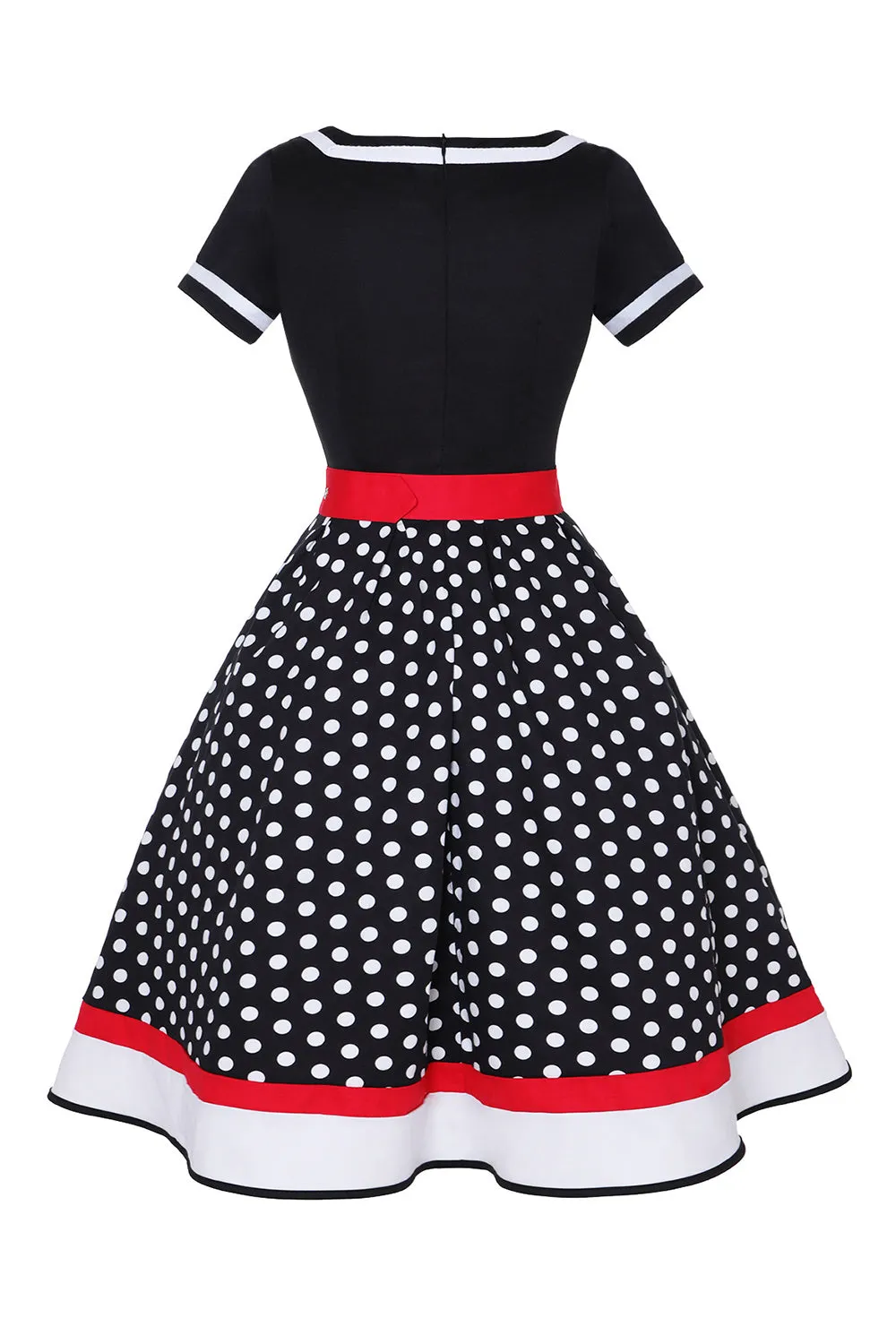 Black V-neck Polka Dots 1950s Dress sold by Zapaka product image thumbnail 2