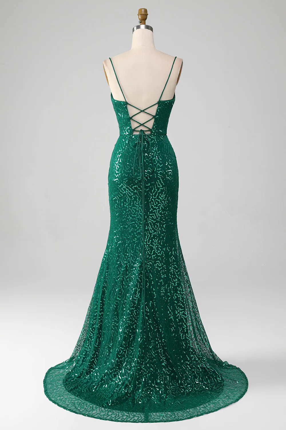 Sparkly Dark Green Beaded Sequins Long Prom Dress with Slit sold by Zapaka product image thumbnail 2