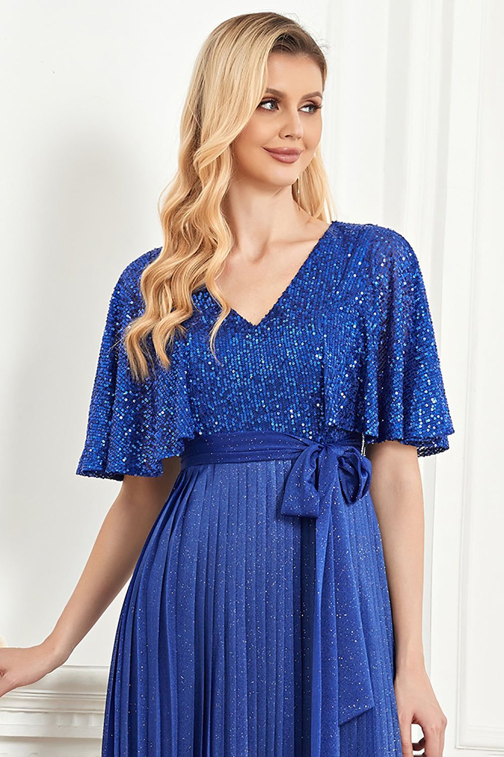 V-Neck Sequins Royal Blue Mother of the Bride Dress sold by Zapaka product image thumbnail 4
