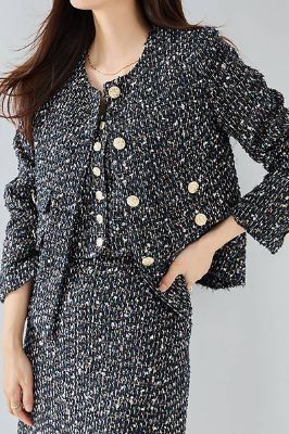 Navy Shawl Lapel Cropped Double Breasted Women Coat sold by Zapaka