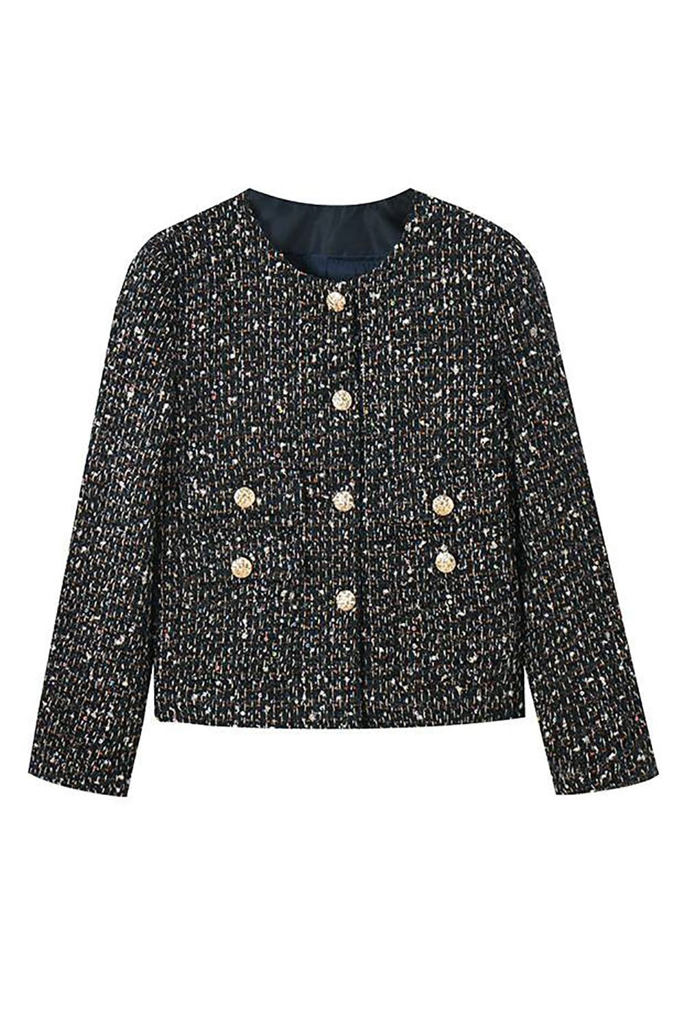 Navy Shawl Lapel Cropped Double Breasted Women Coat sold by Zapaka product image thumbnail 2