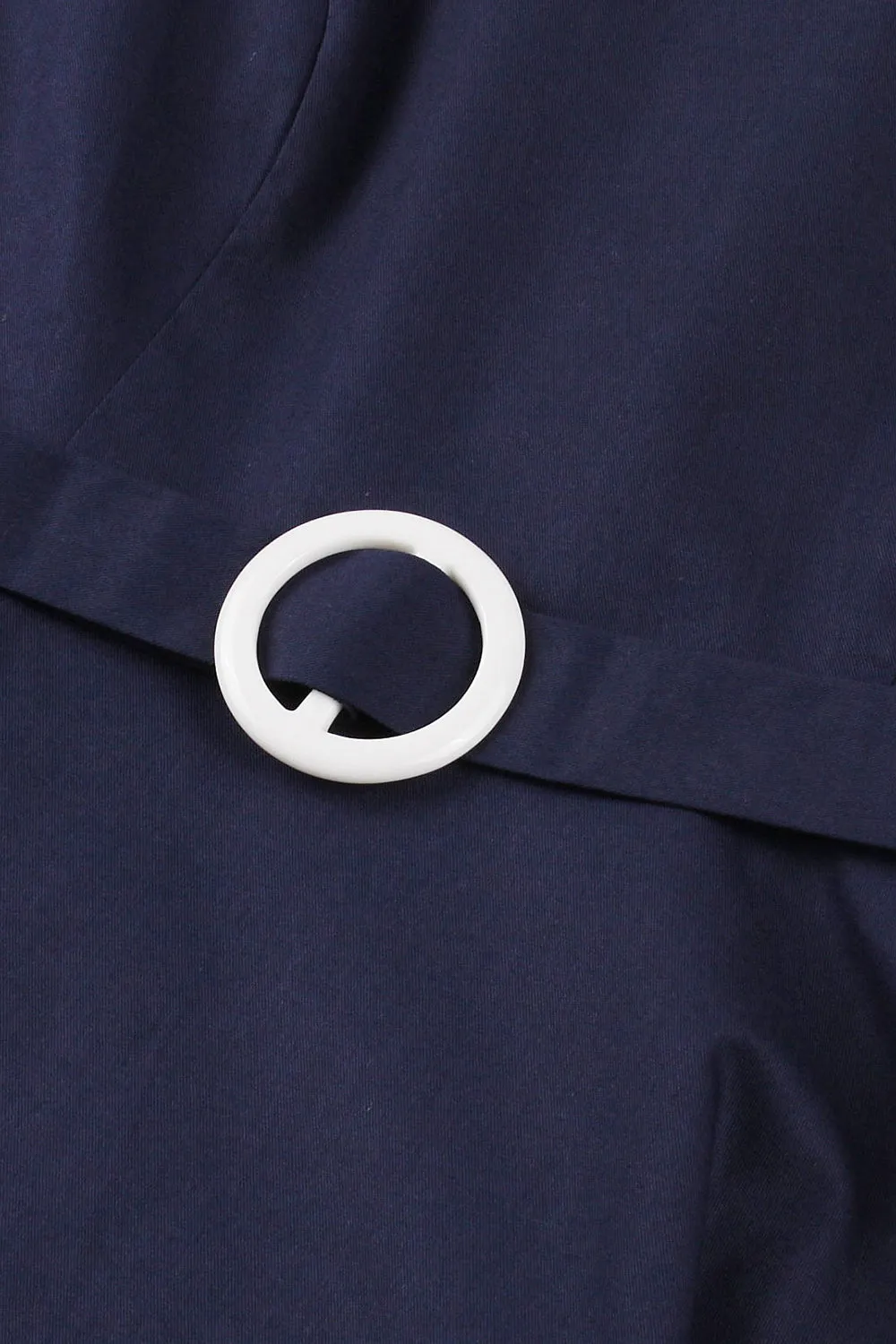 Navy Round Neck A Line Vintage 1950s Dress sold by Zapaka product image thumbnail 5