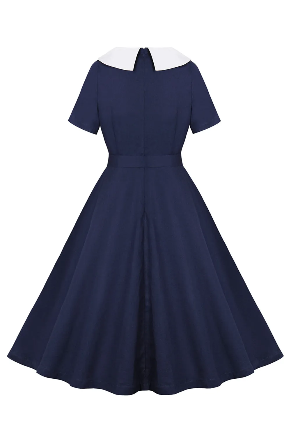 Navy Round Neck A Line Vintage 1950s Dress sold by Zapaka product image thumbnail 2