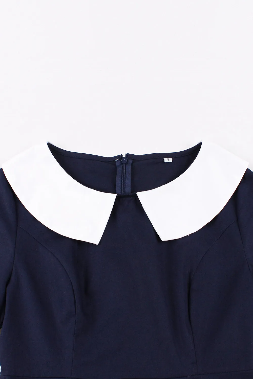 Navy Round Neck A Line Vintage 1950s Dress sold by Zapaka product image thumbnail 3