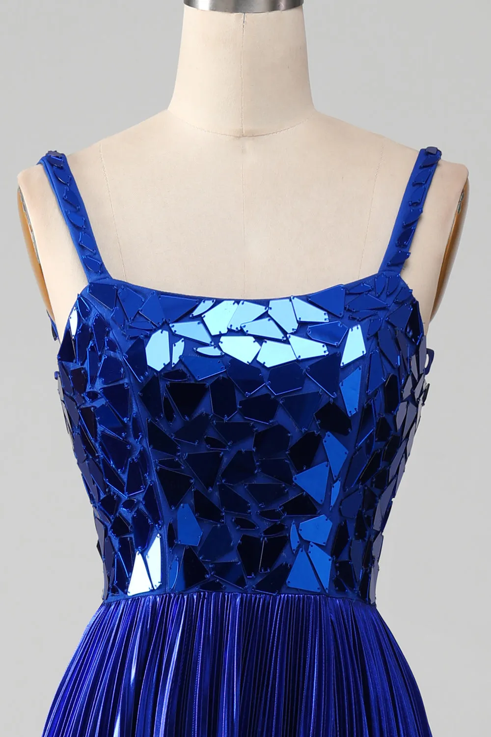 Sparkly Lace-Up Back Royal Blue Prom Dress with Slit sold by Zapaka product image thumbnail 4