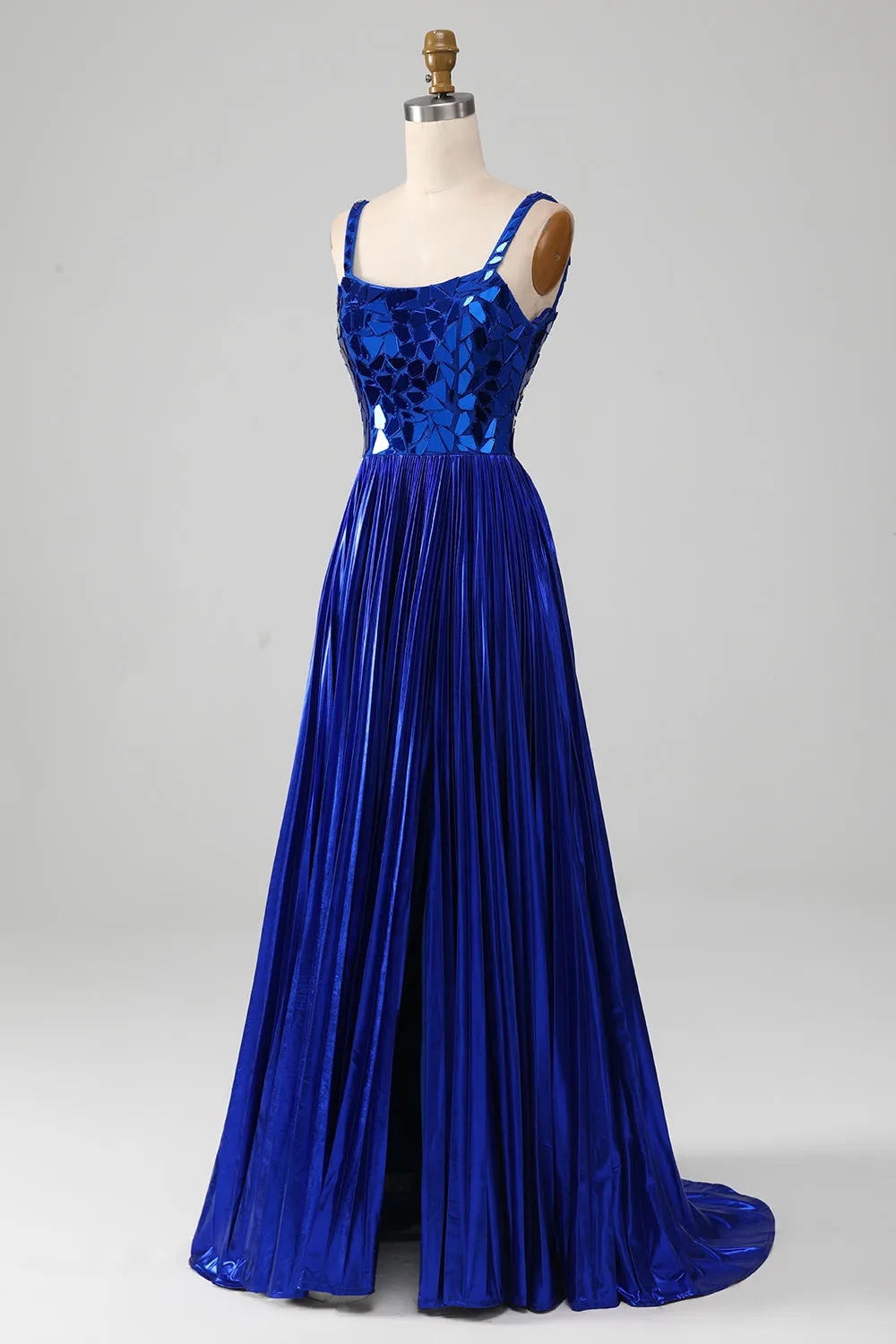 Sparkly Lace-Up Back Royal Blue Prom Dress with Slit sold by Zapaka product image thumbnail 3