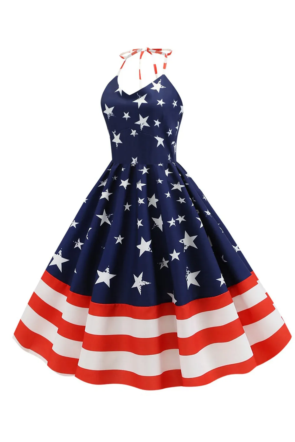 Halter Navy Star Stripes Vintage Dress sold by Zapaka product image thumbnail 3