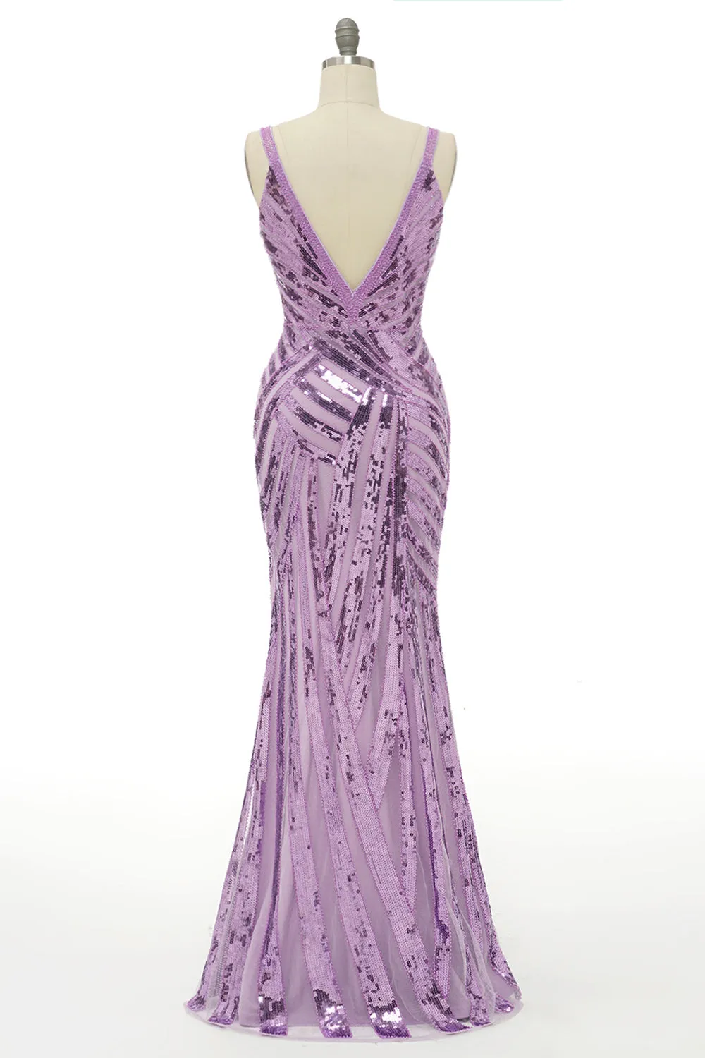 Sparkly Purple Sequins Backless Long Prom Dress sold by Zapaka product image thumbnail 2
