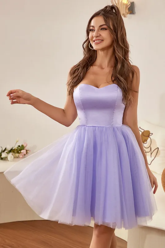 Sweetheart Purple A Line Homecoming Dress sold by Zapaka
