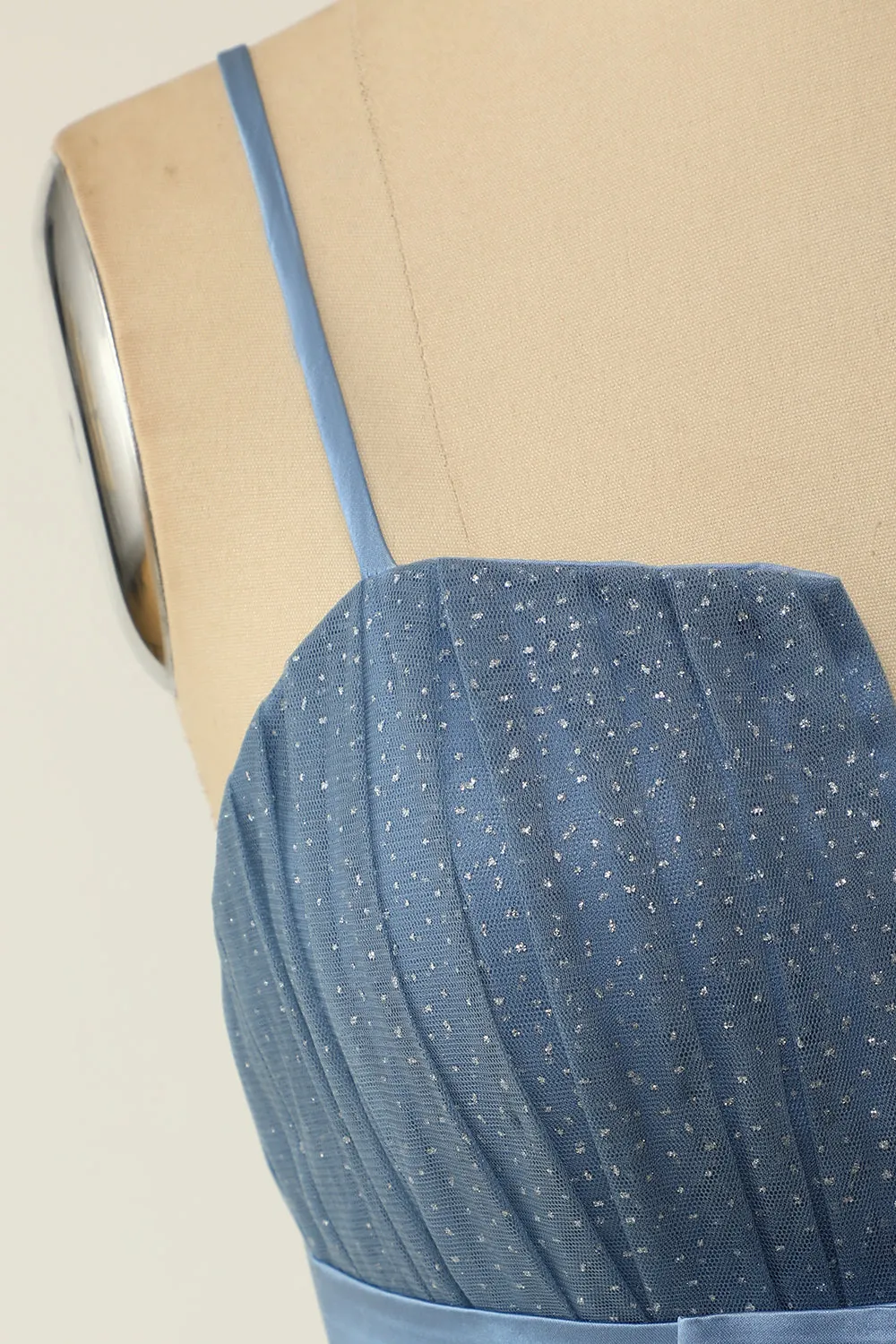 A Line Spaghetti Straps Blue Grey Short Homecoming Dress sold by Zapaka product image thumbnail 5