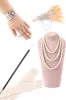 Sequin Fringed Champagne 1920s Gatsby Dress with Accessories Set sold by Zapaka