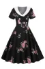 Black Floral Printed Vintage Dress With Belt sold by Zapaka