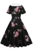 Black Floral Printed Vintage Dress With Belt sold by Zapaka