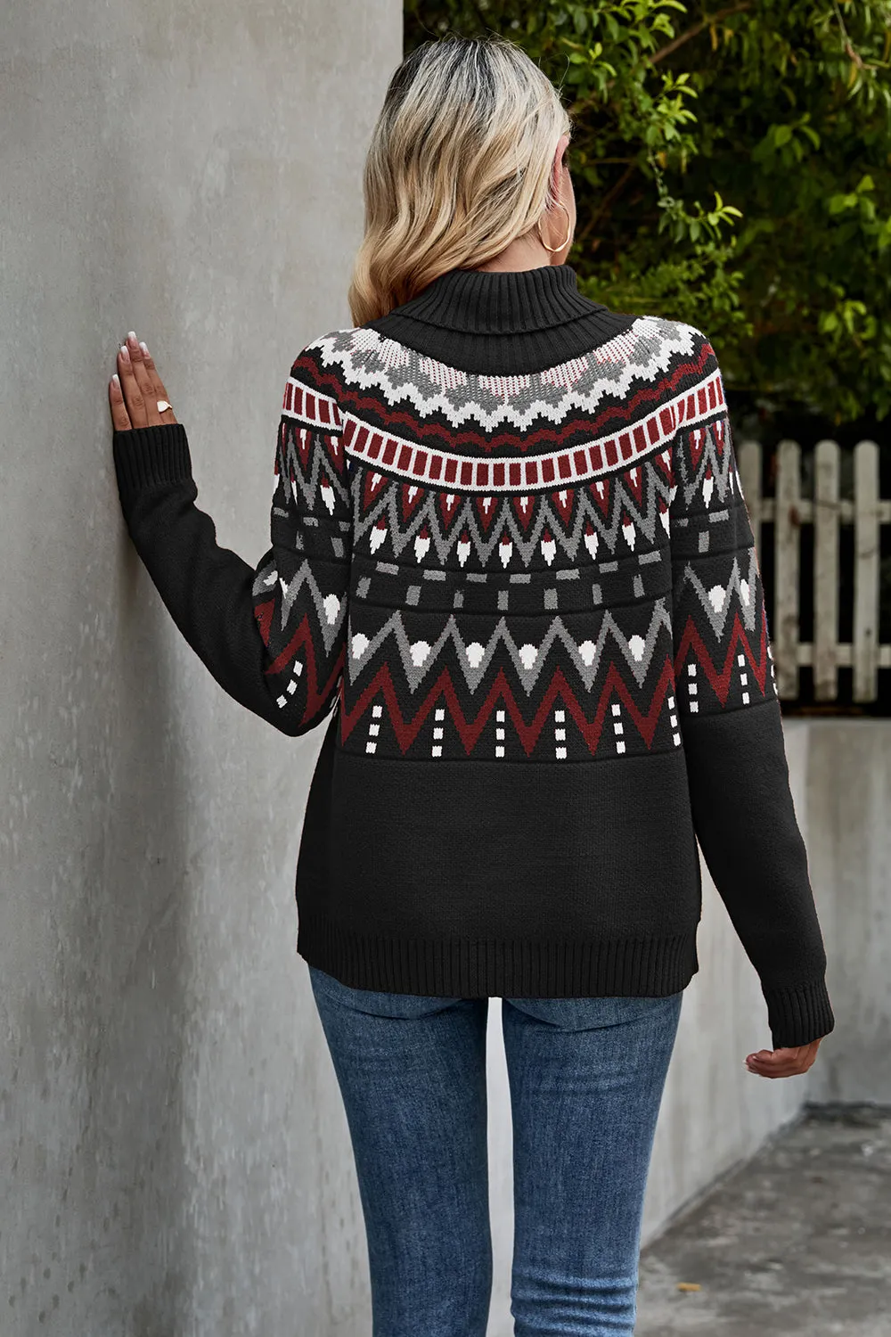 Turtleneck Vintage Striped Sweater sold by Zapaka product image thumbnail 2