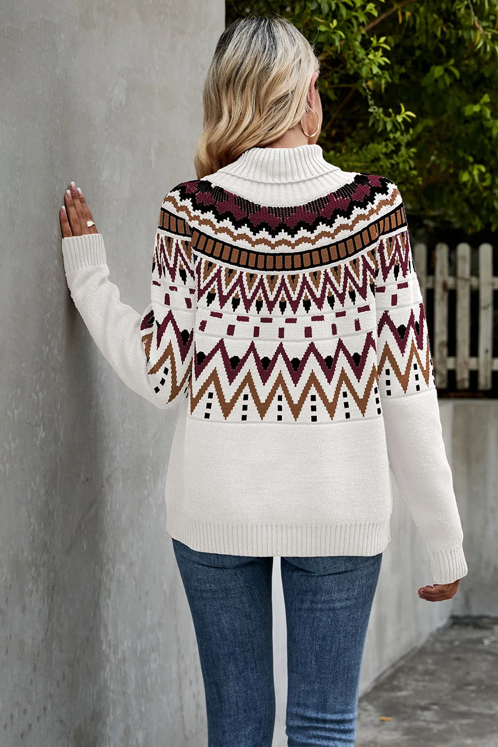 Turtleneck Vintage Striped Sweater sold by Zapaka product image thumbnail 5