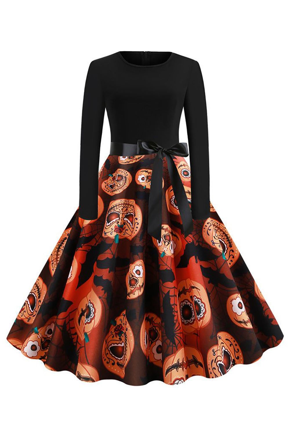 Halloween Skull Printed Blue Vintage Dress sold by Zapaka product image thumbnail 5