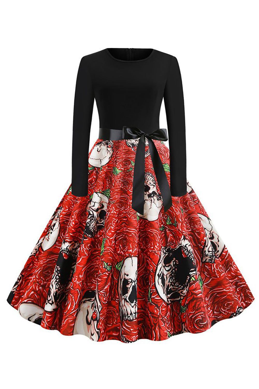Halloween Skull Printed Blue Vintage Dress sold by Zapaka product image thumbnail 3