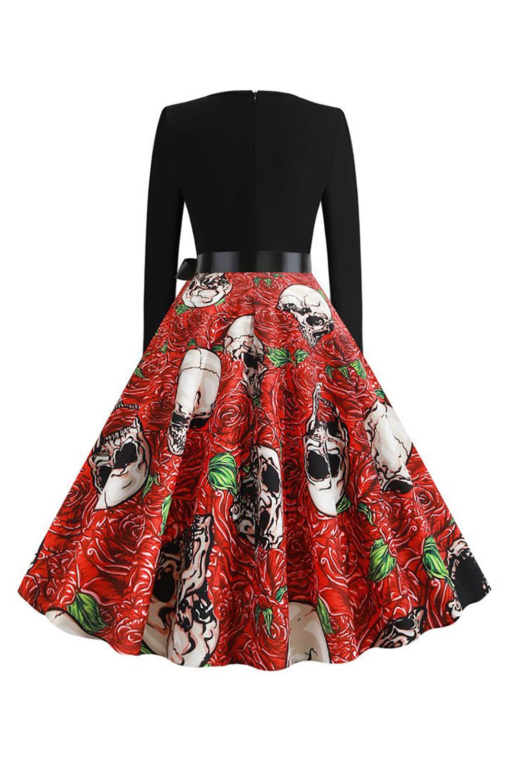 Halloween Skull Printed Blue Vintage Dress sold by Zapaka product image thumbnail 4