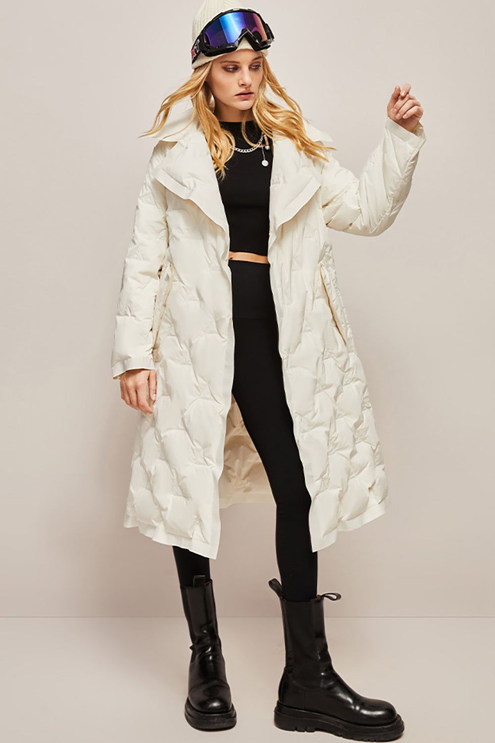 Slim Fit Long Lapel White Duck Down Jacket sold by Zapaka product image thumbnail 4