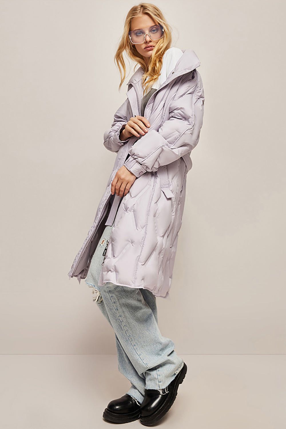Slim Fit Long Lapel White Duck Down Jacket sold by Zapaka product image thumbnail 14