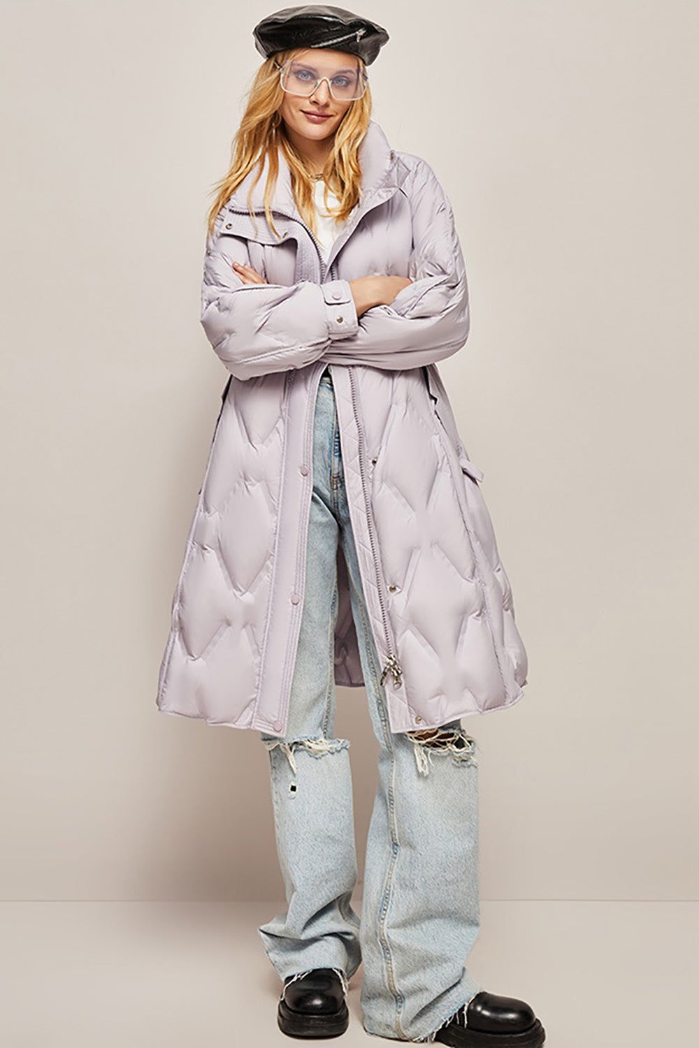 Slim Fit Long Lapel White Duck Down Jacket sold by Zapaka product image thumbnail 11