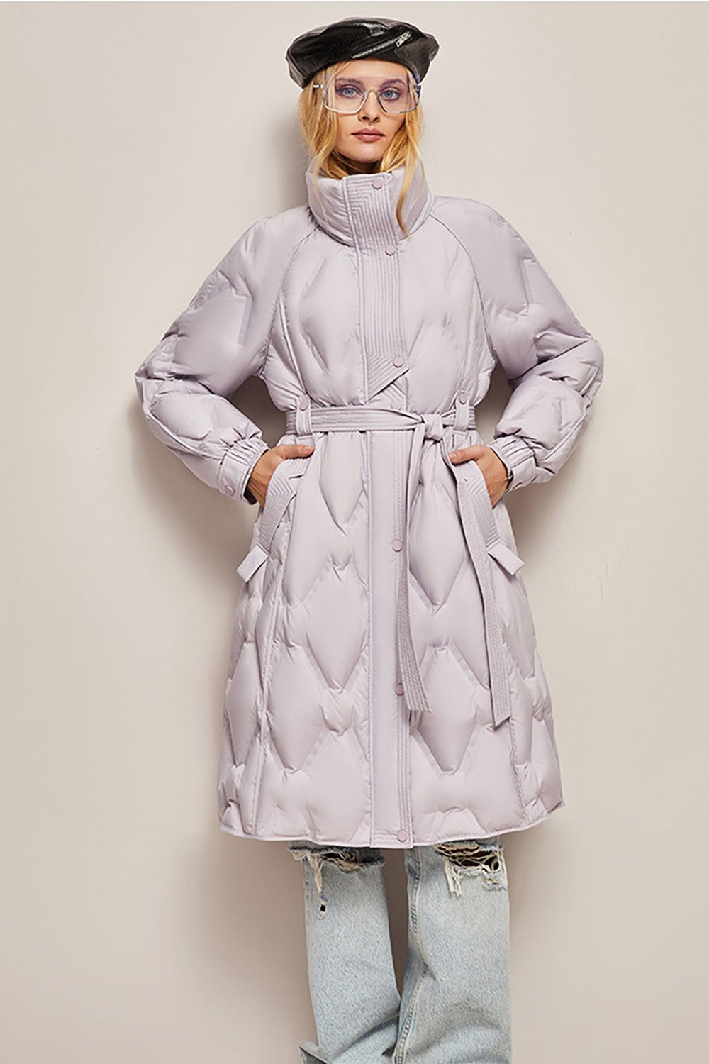 Slim Fit Long Lapel White Duck Down Jacket sold by Zapaka product image thumbnail 15