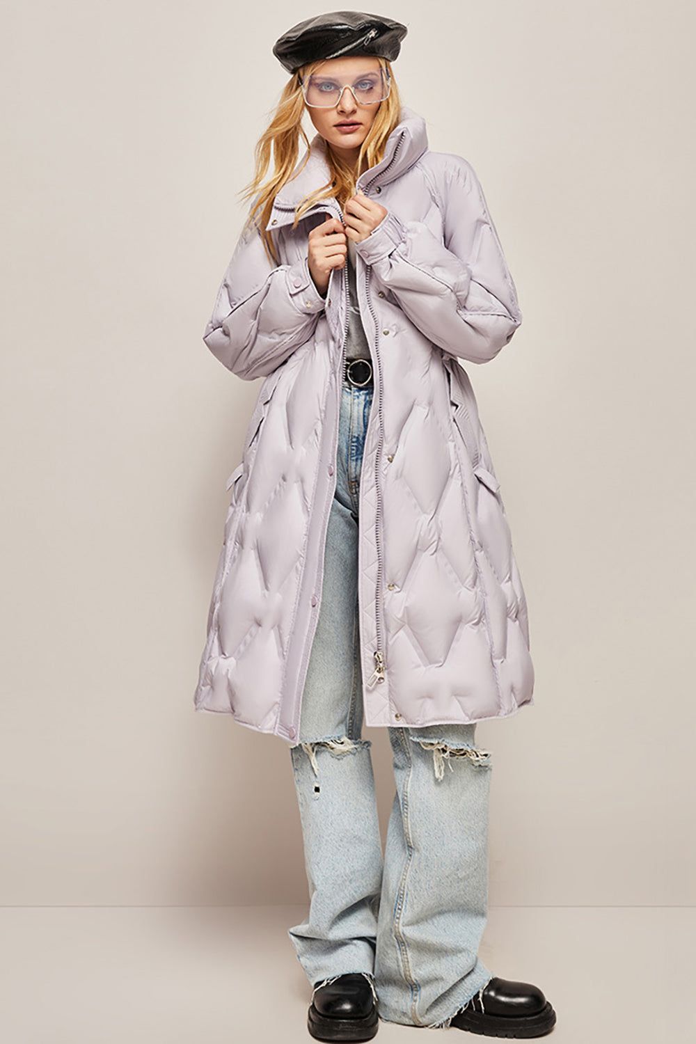 Slim Fit Long Lapel White Duck Down Jacket sold by Zapaka product image thumbnail 12