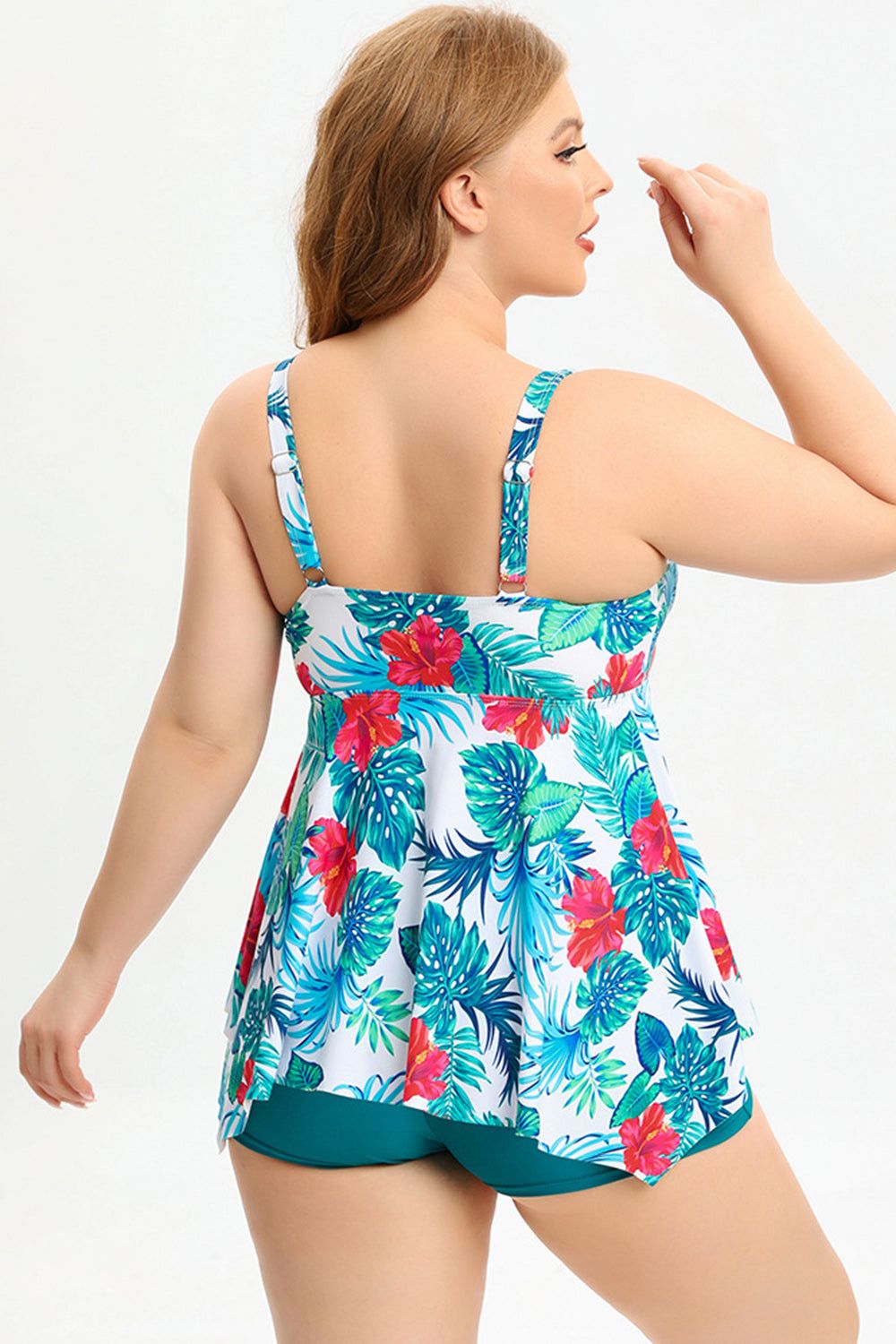 Two Piece Peacock Green Plus Size Swimwear with Boxer sold by Zapaka product image thumbnail 2