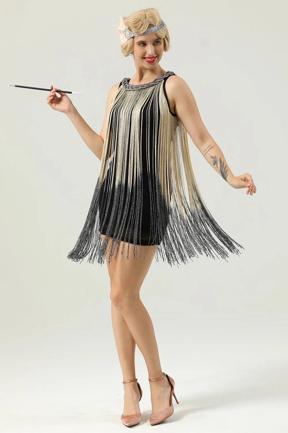 Round Neck Black Fringed 1920's Dress sold by Zapaka product image thumbnail 3