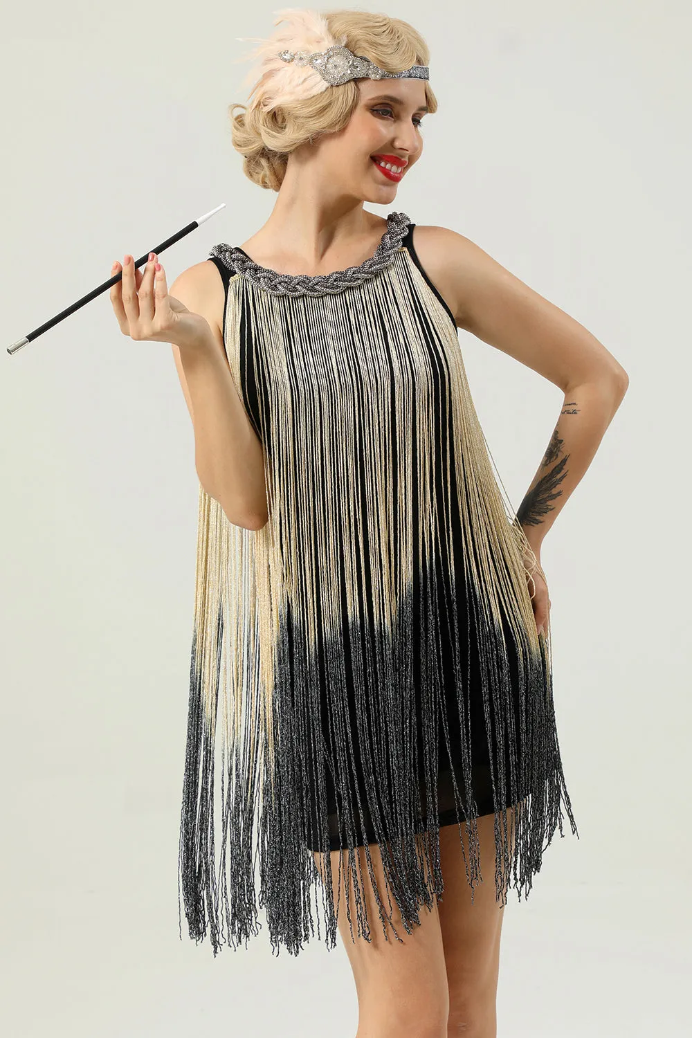 Round Neck Black Fringed 1920's Dress sold by Zapaka product image thumbnail 5