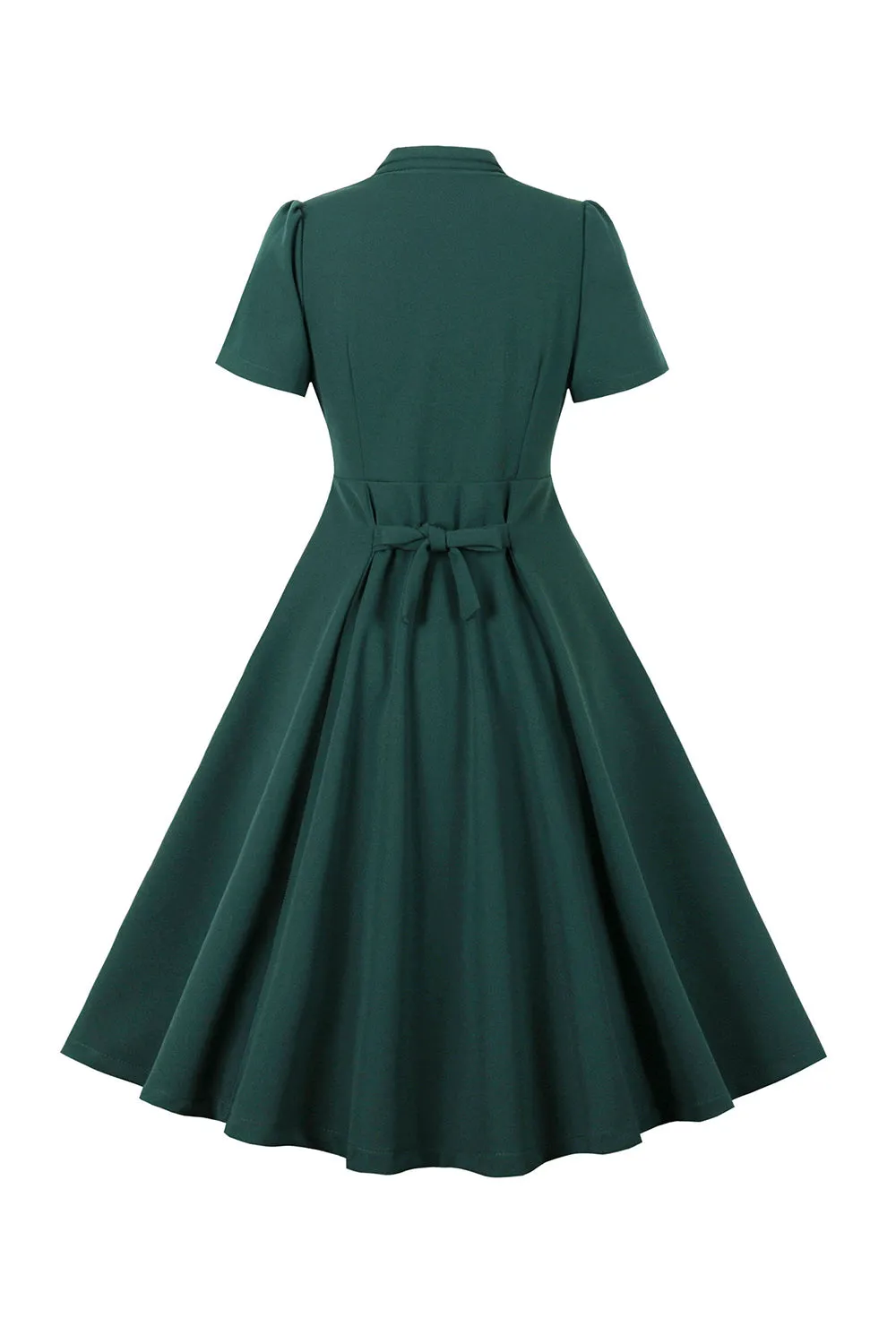 Green Deep V Neck 1950s Dress With Short Sleeves sold by Zapaka product image thumbnail 2