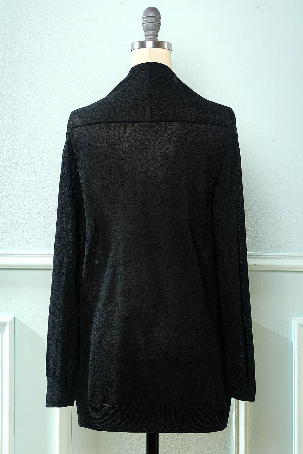 Black Long Sleeve Knit Cardigan sold by Zapaka product image thumbnail 2