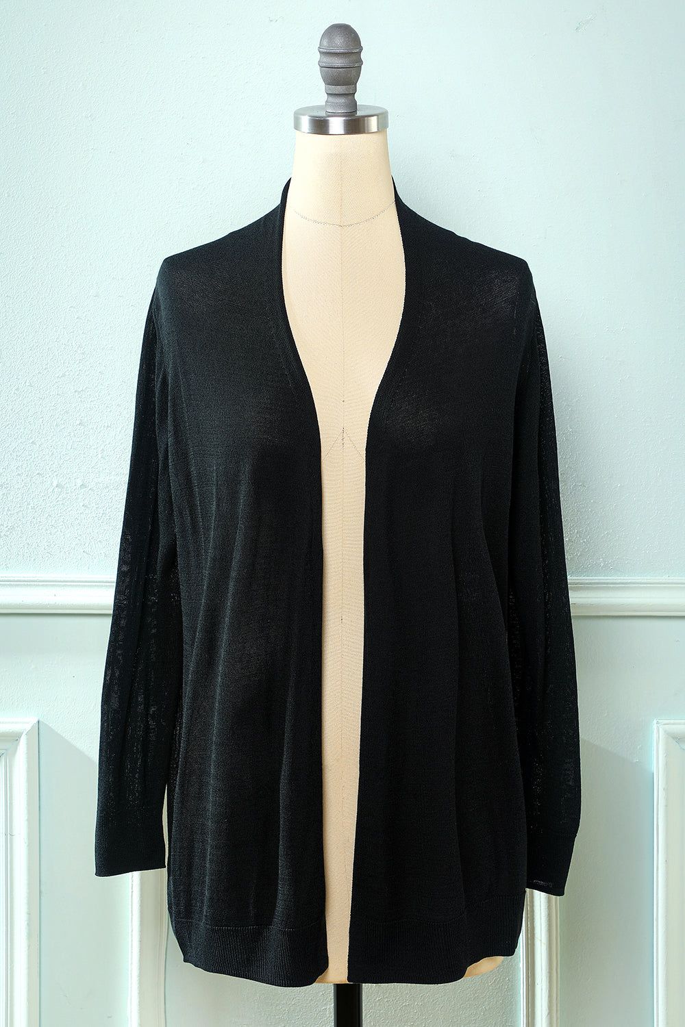 Black Long Sleeve Knit Cardigan sold by Zapaka