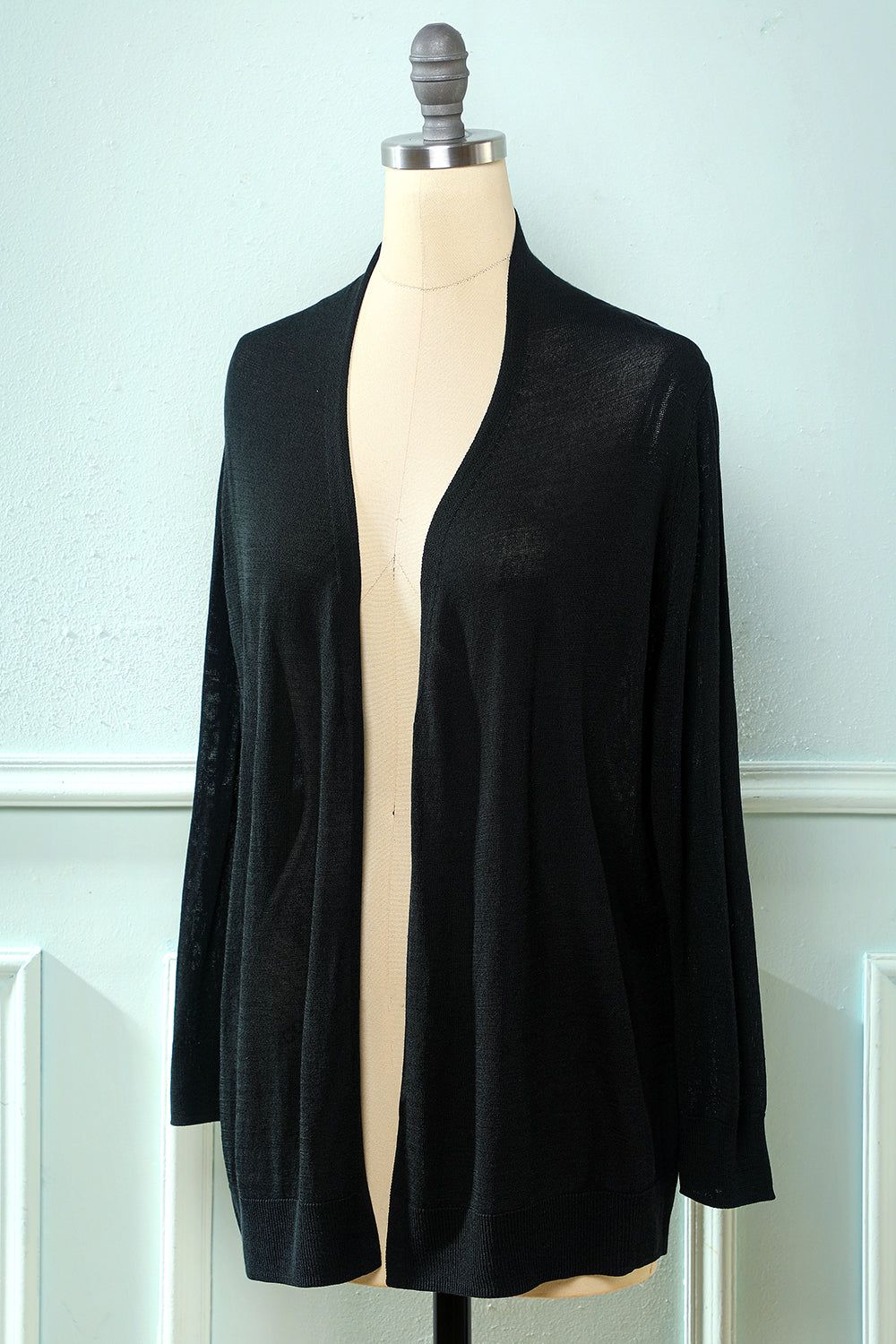 Black Long Sleeve Knit Cardigan sold by Zapaka product image thumbnail 3