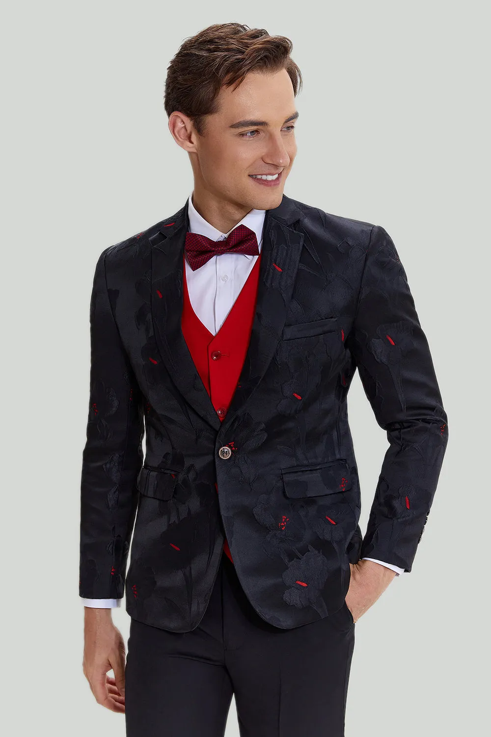 Notched Lapel Single Breasted Black Blazer sold by Zapaka product image thumbnail 2