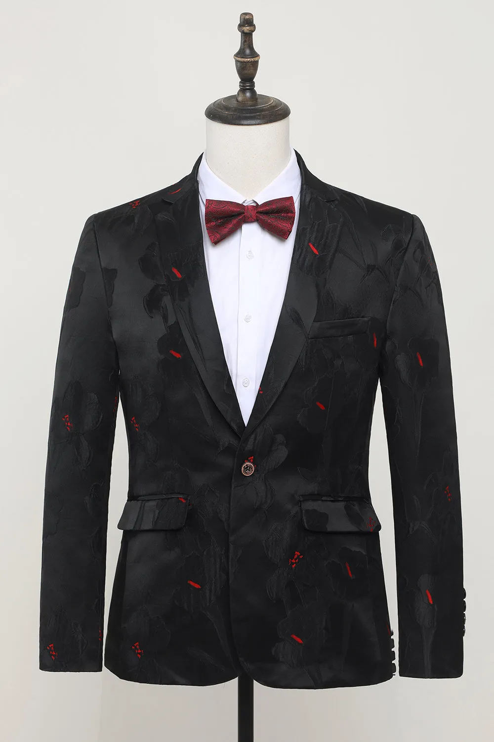 Notched Lapel Single Breasted Black Blazer sold by Zapaka