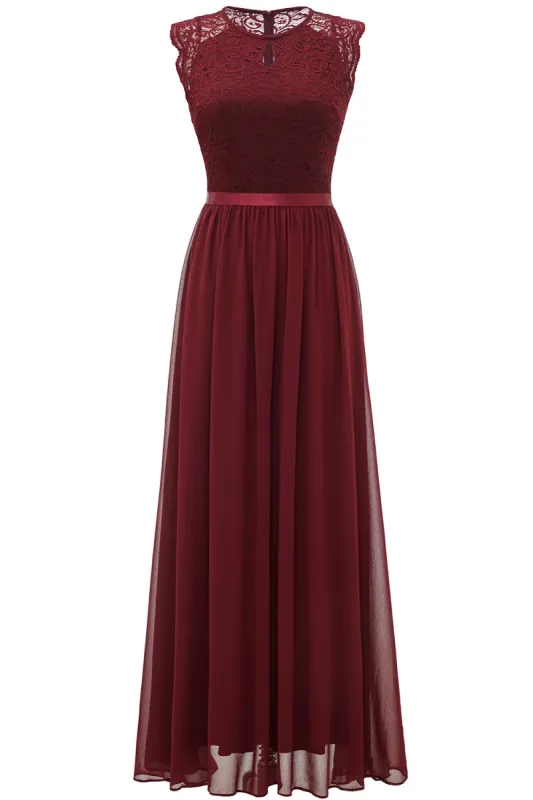 Burgundy Lace Formal Party Dress sold by Zapaka
