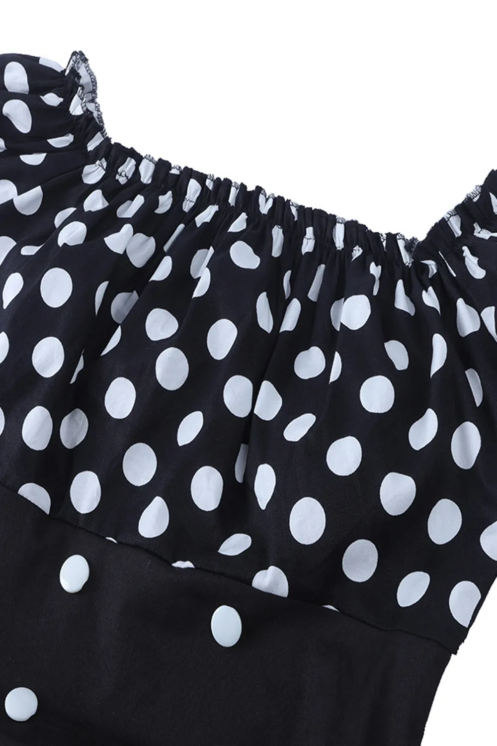Off the Shoulder Polka Dots 1950s Dress sold by Zapaka product image thumbnail 4