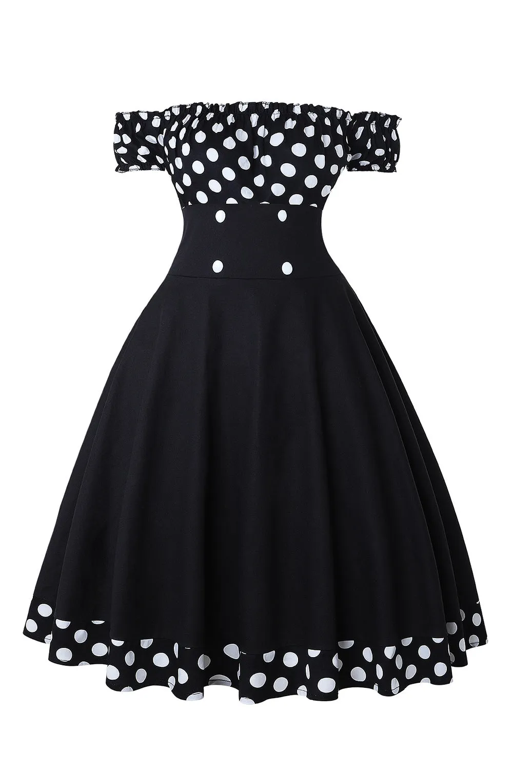 Off the Shoulder Polka Dots 1950s Dress sold by Zapaka