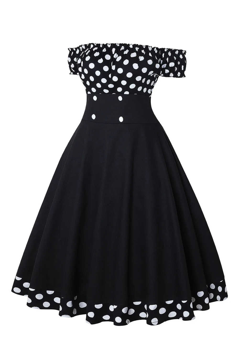 Off the Shoulder Polka Dots 1950s Dress sold by Zapaka product image thumbnail 2