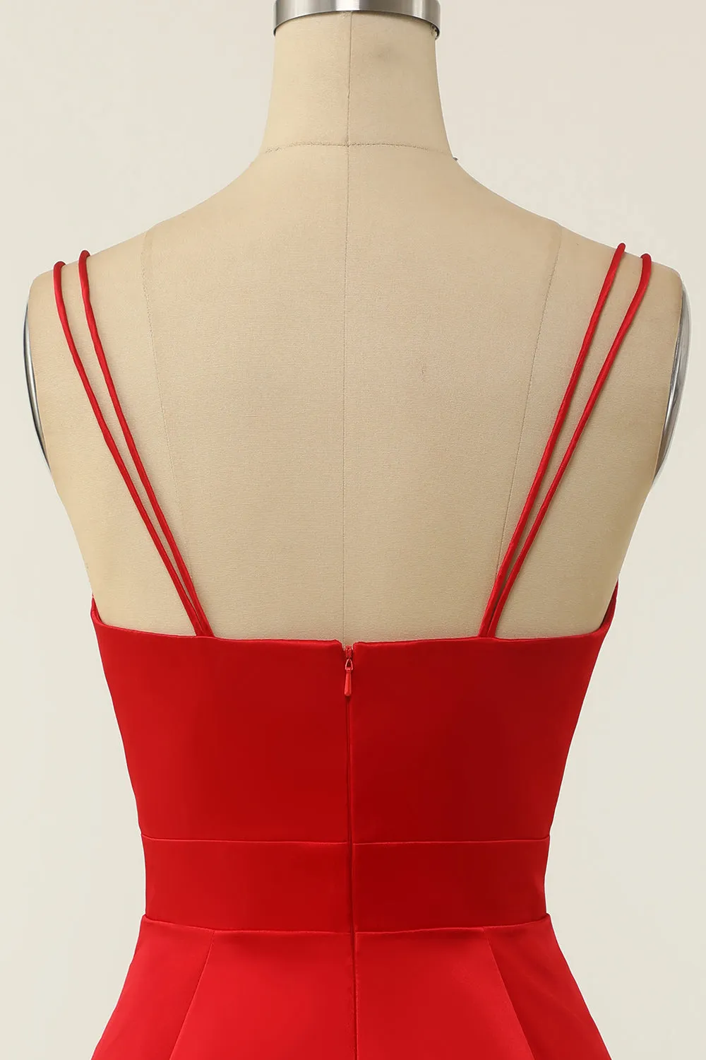 Red Satin V-neck Cocktail Dress sold by Zapaka product image thumbnail 4