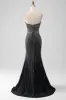 Sparkly Black Strapless Beaded Mermaid Prom Dress with Slit sold by Zapaka