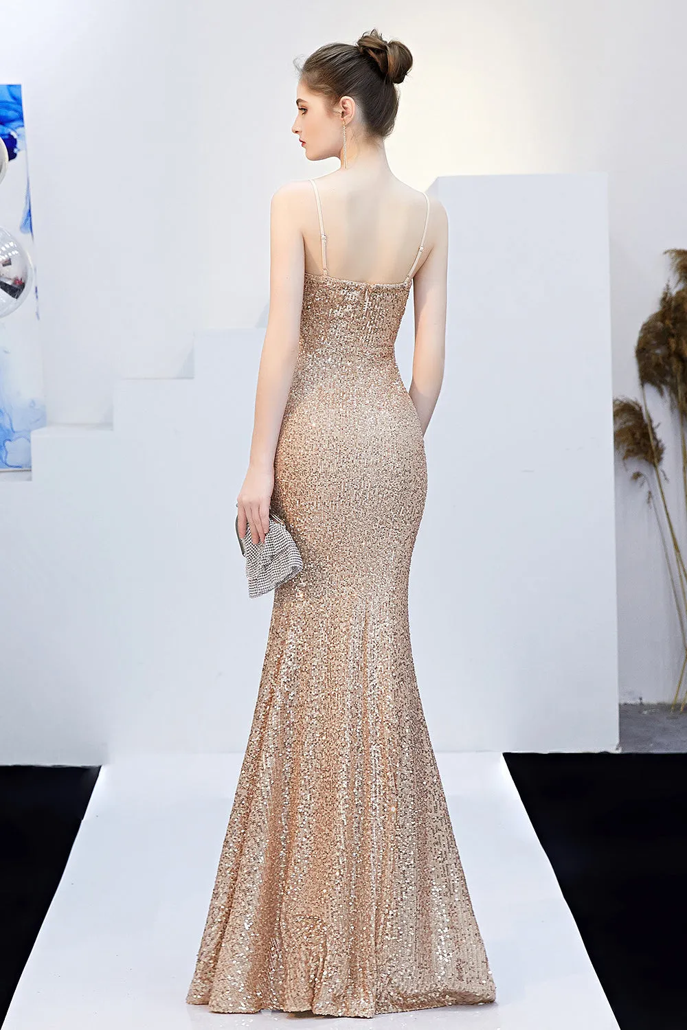 Sequins Spaghetti Straps Prom Dress with Slit sold by Zapaka product image thumbnail 5
