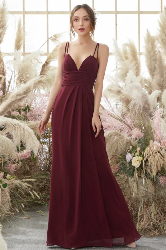 Burgundy Chiffon Bridesmaid Dress sold by Zapaka