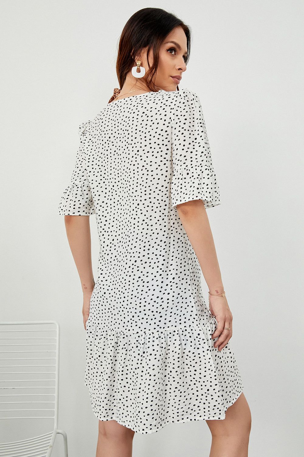 White Polka Dots Summer Dress sold by Zapaka product image thumbnail 2