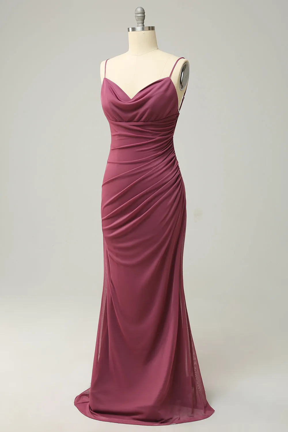 Sheath Spaghetti Straps Desert Rose Bridesmaid Dress with Open Back sold by Zapaka product image thumbnail 3