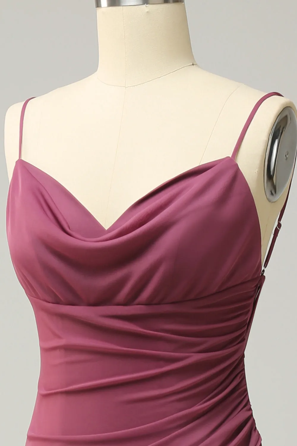 Sheath Spaghetti Straps Desert Rose Bridesmaid Dress with Open Back sold by Zapaka product image thumbnail 5