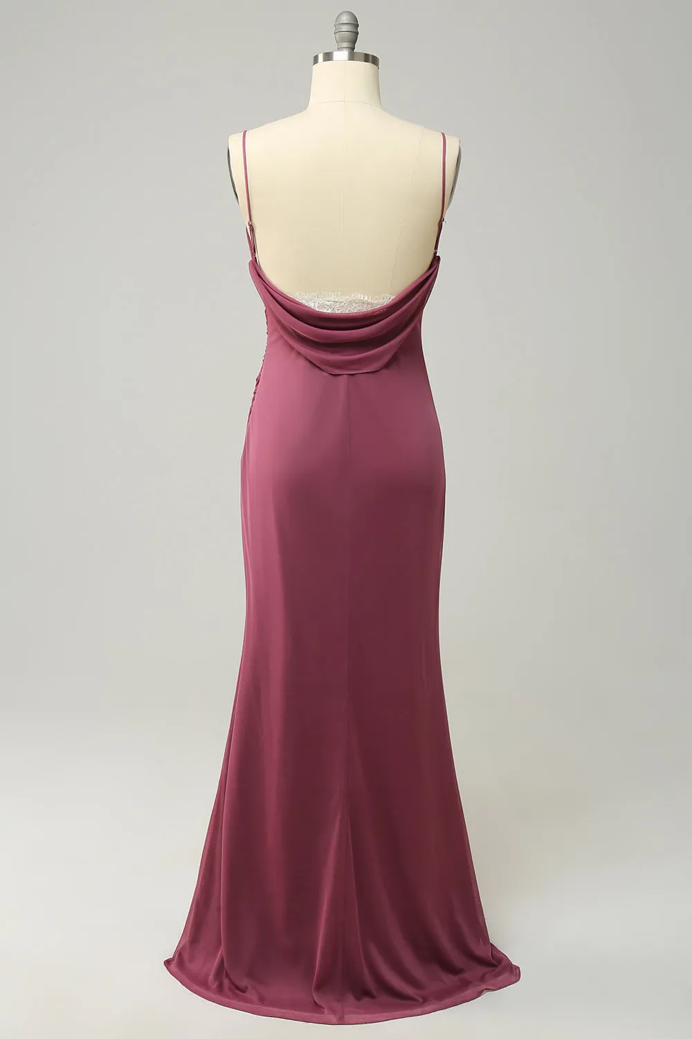 Sheath Spaghetti Straps Desert Rose Bridesmaid Dress with Open Back sold by Zapaka product image thumbnail 2