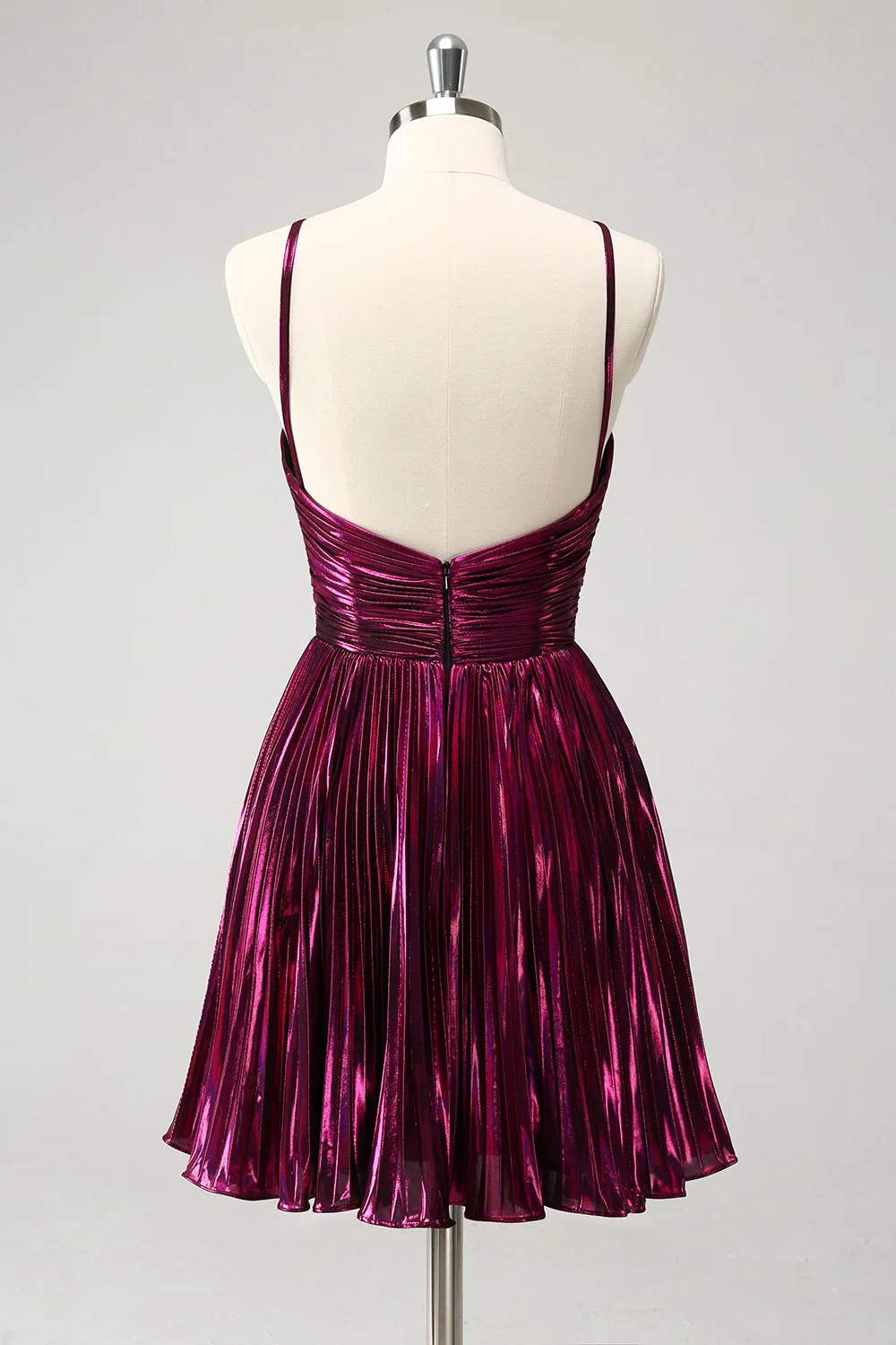 Purple A Line Halter Pleated Short Homecoming Dress With Hollow Out sold by Zapaka product image thumbnail 2